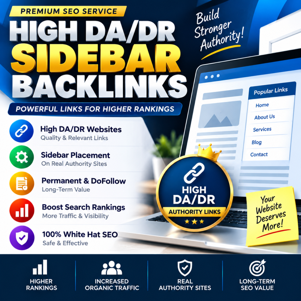 1,000 High DA/DR Sidebar Backlinks | DA 50+ DR 50+